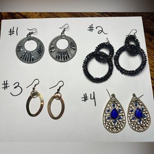 Large handcrafted earrings $4 each, 3 for $10, OR $40 for all 12